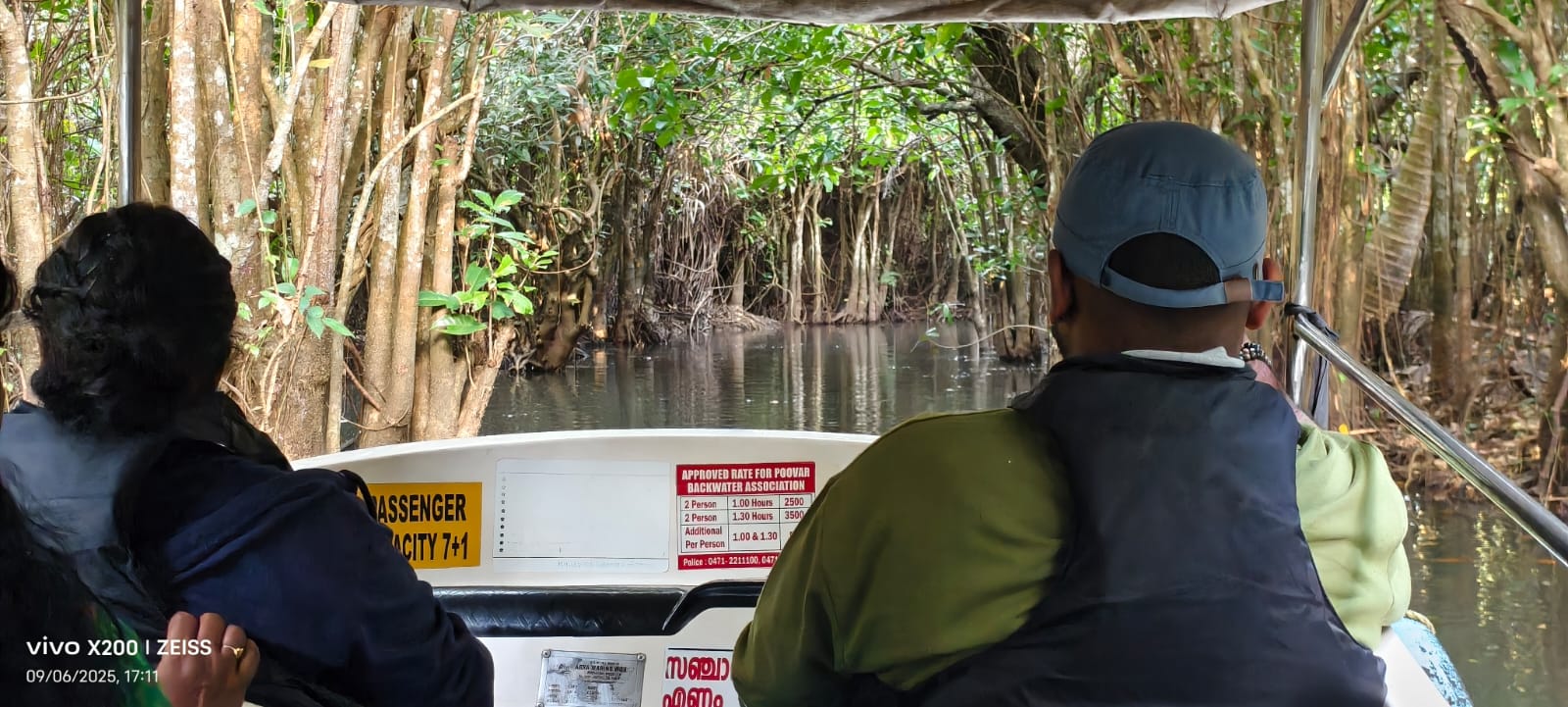 Boat entering the mangrove tunnel